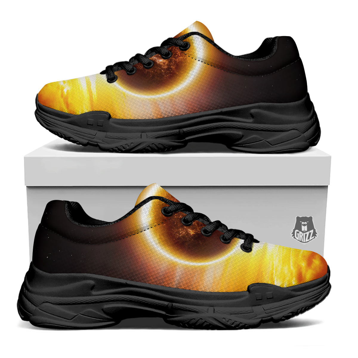 End Of The Planet Apocalyptic Print Black Chunky Shoes-grizzshop