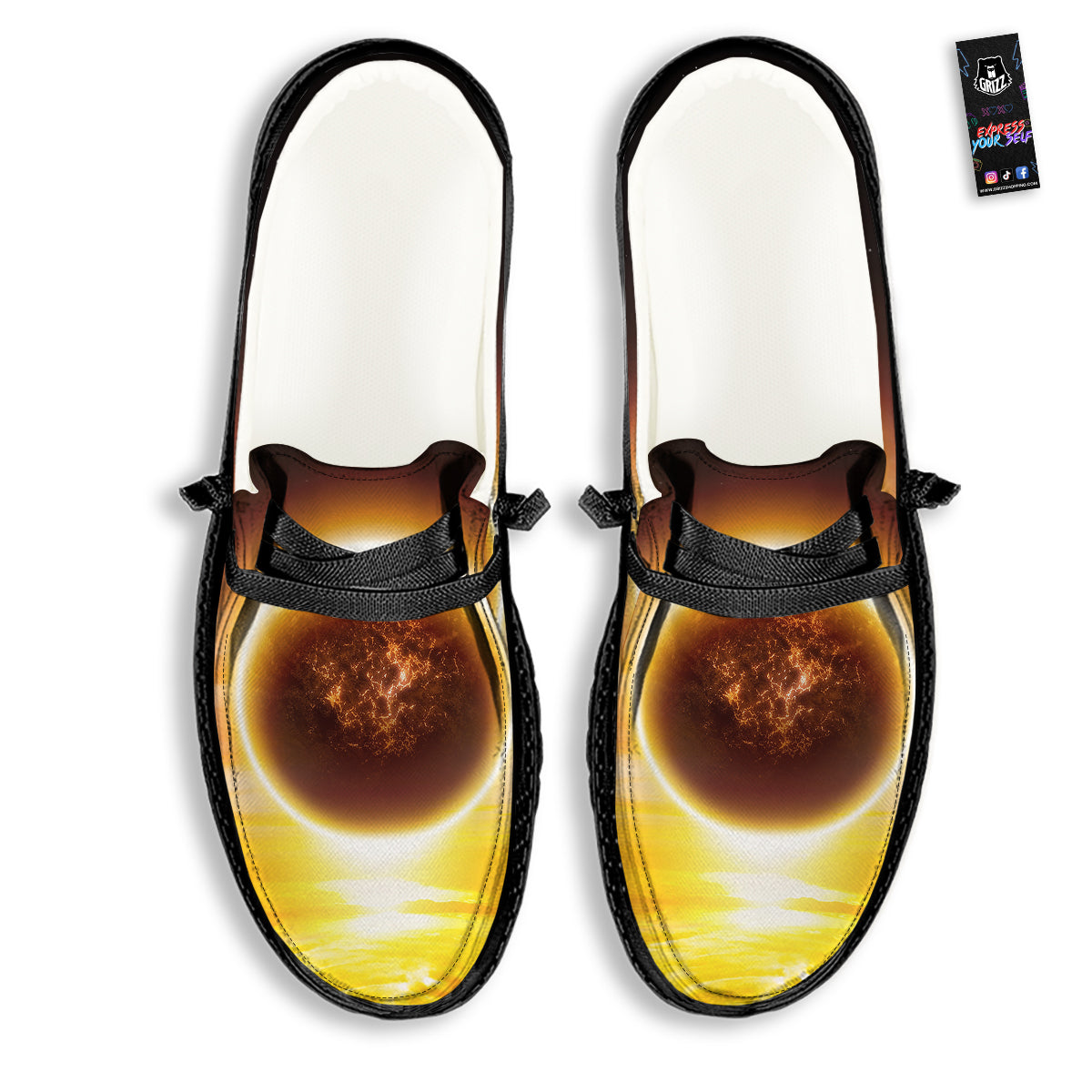 End Of The Planet Apocalyptic Print Black Loafers-grizzshop