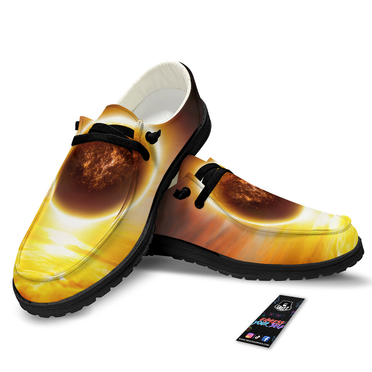 End Of The Planet Apocalyptic Print Black Loafers-grizzshop