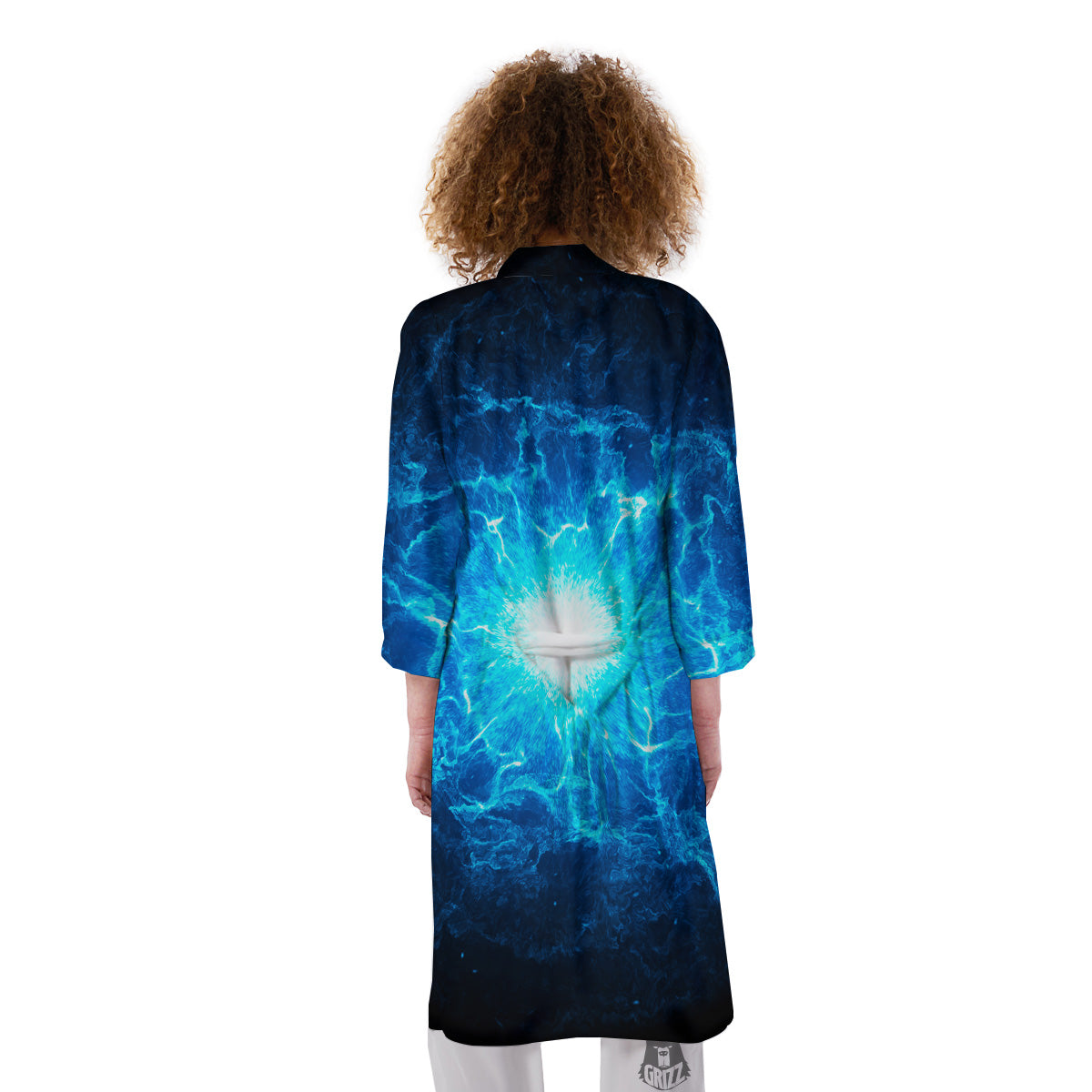 Energy Blue Plasma Print Kimono-grizzshop