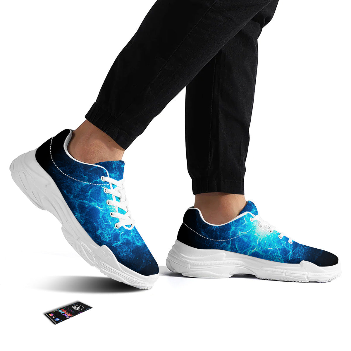 Energy Blue Plasma Print White Chunky Shoes-grizzshop
