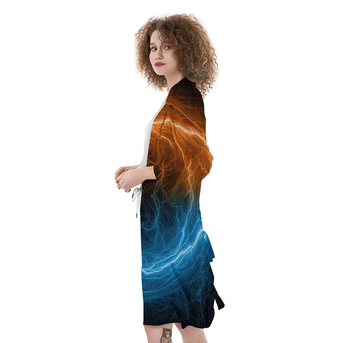 Energy Ice And Fire Print Kimono-grizzshop