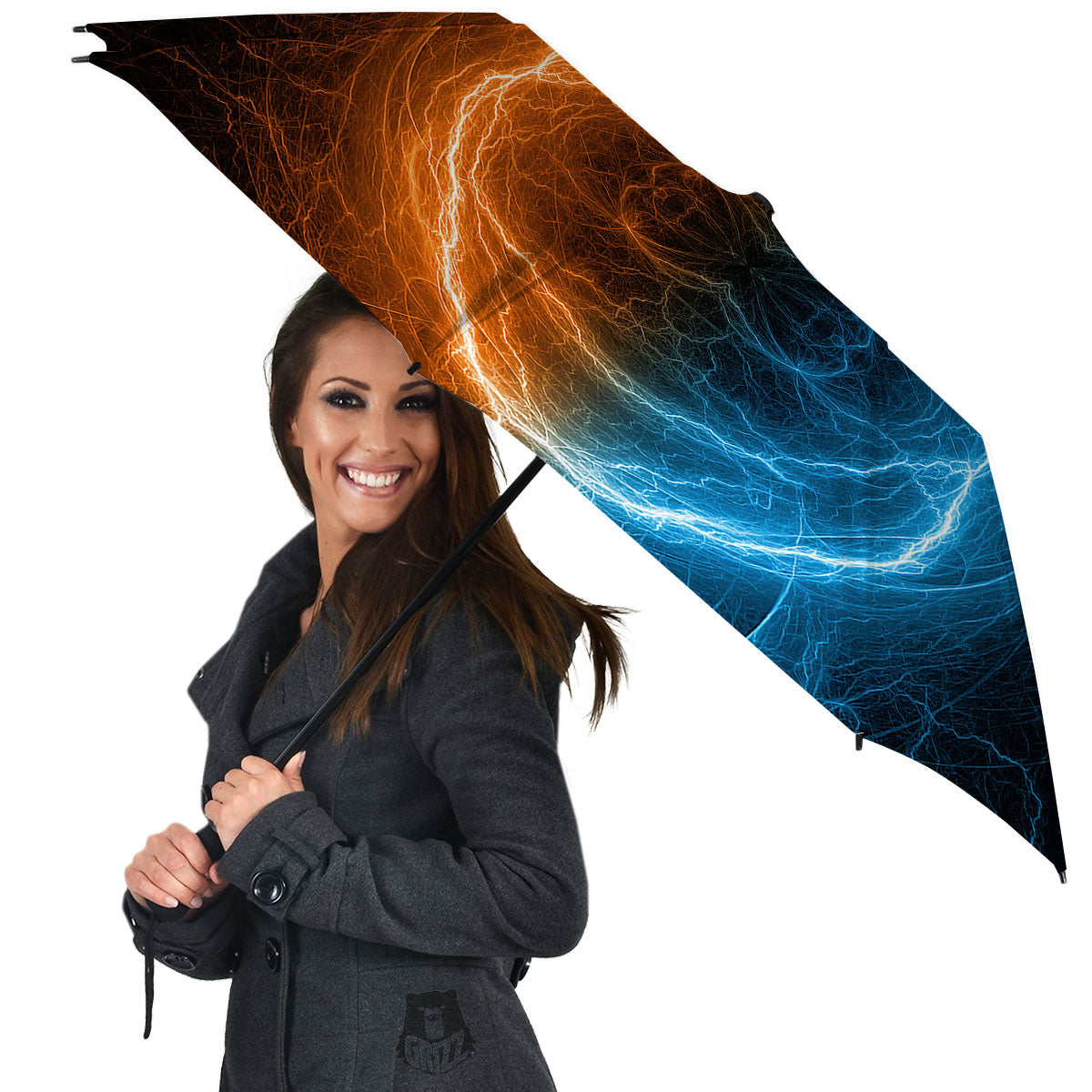 Energy Ice And Fire Print Umbrella-grizzshop