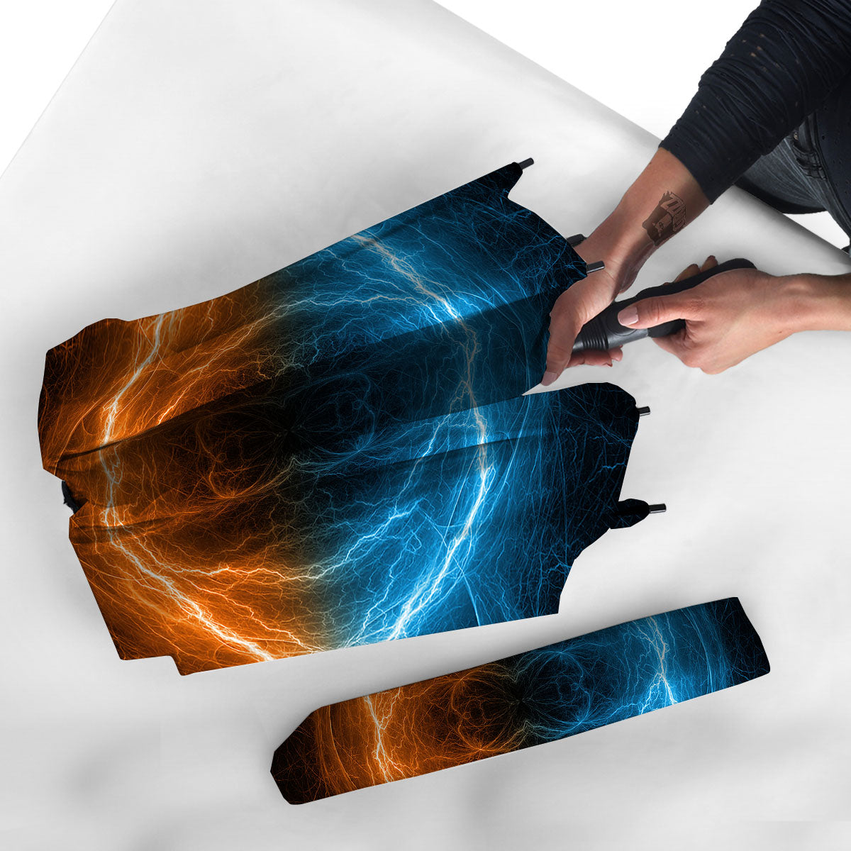 Energy Ice And Fire Print Umbrella-grizzshop