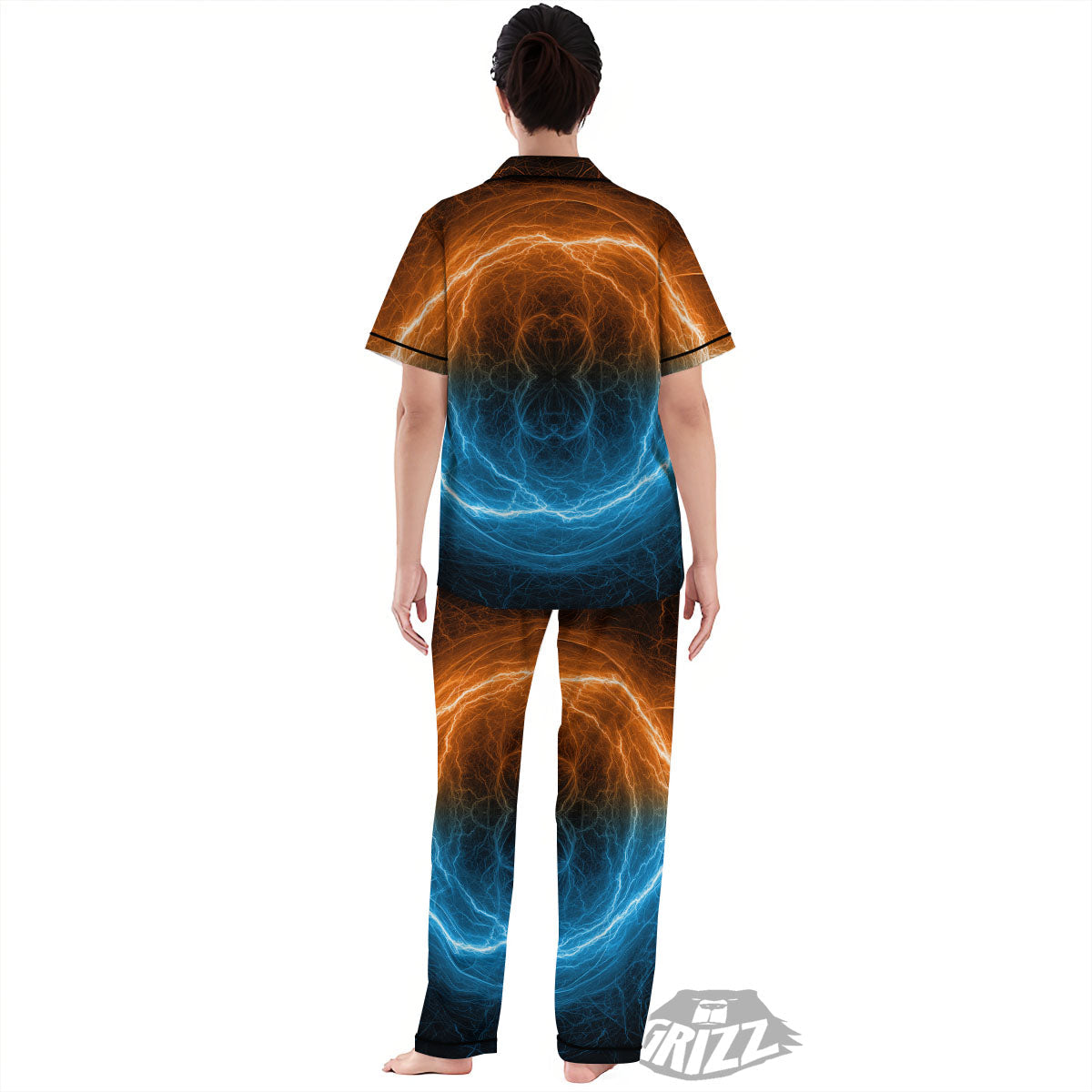 Energy Ice And Fire Print Women's Pajamas Set-grizzshop