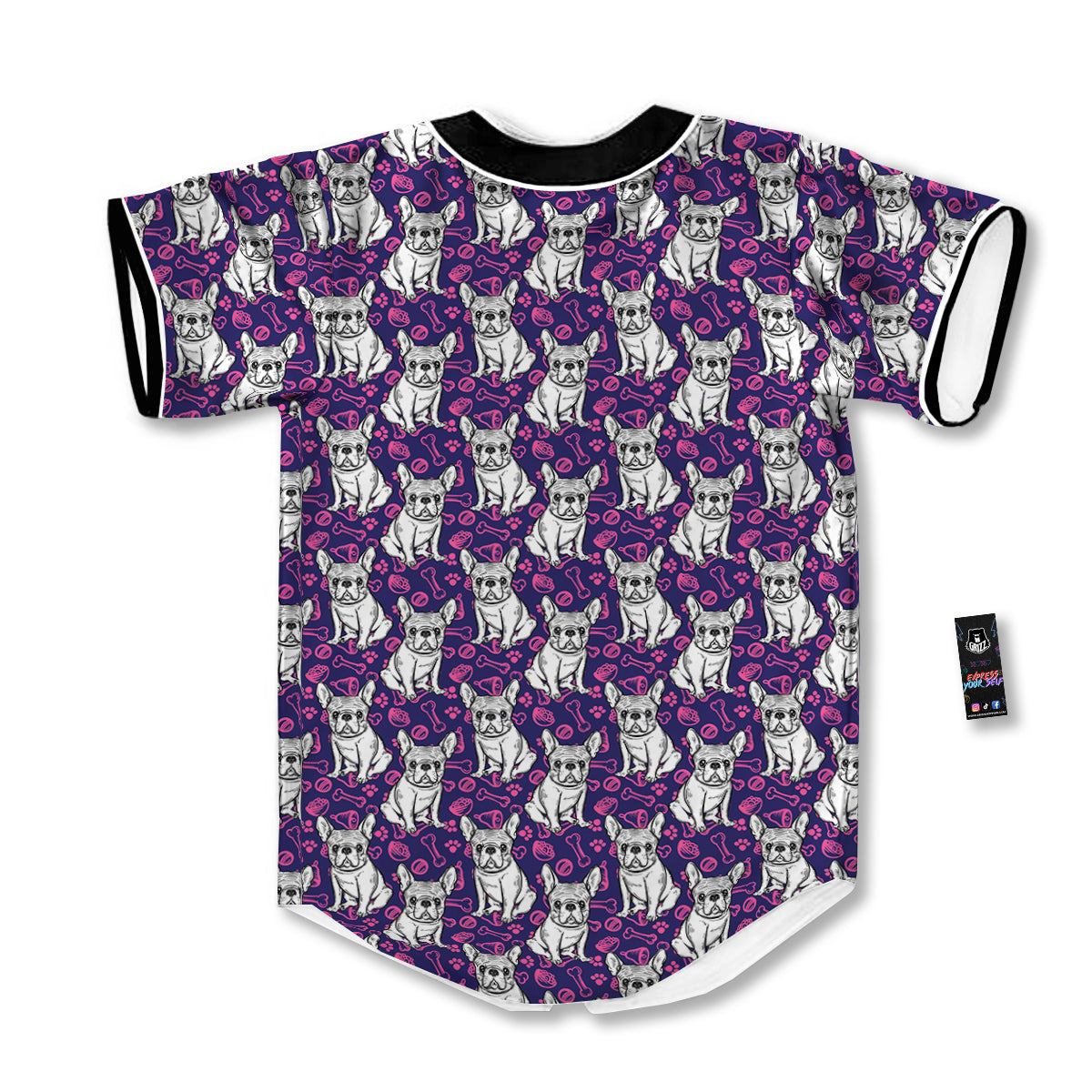 English Bulldog Cute Print Pattern Baseball Jersey-grizzshop