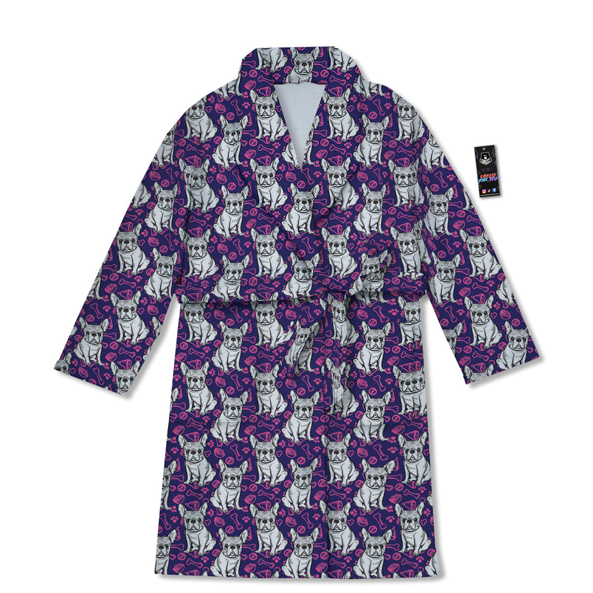 English Bulldog Cute Print Pattern Bathrobe-grizzshop
