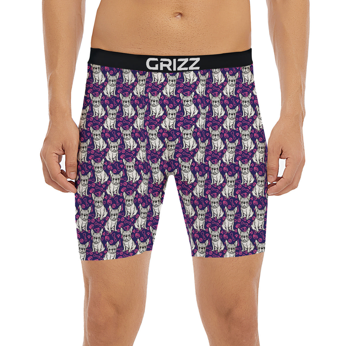 English Bulldog Cute Print Pattern Boxer Briefs-grizzshop