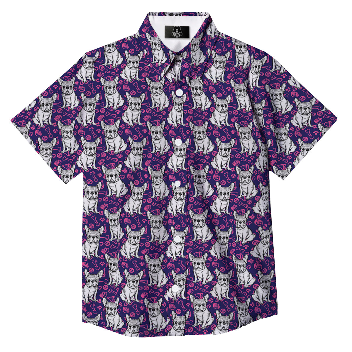 English Bulldog Cute Print Pattern Button Up Shirt-grizzshop