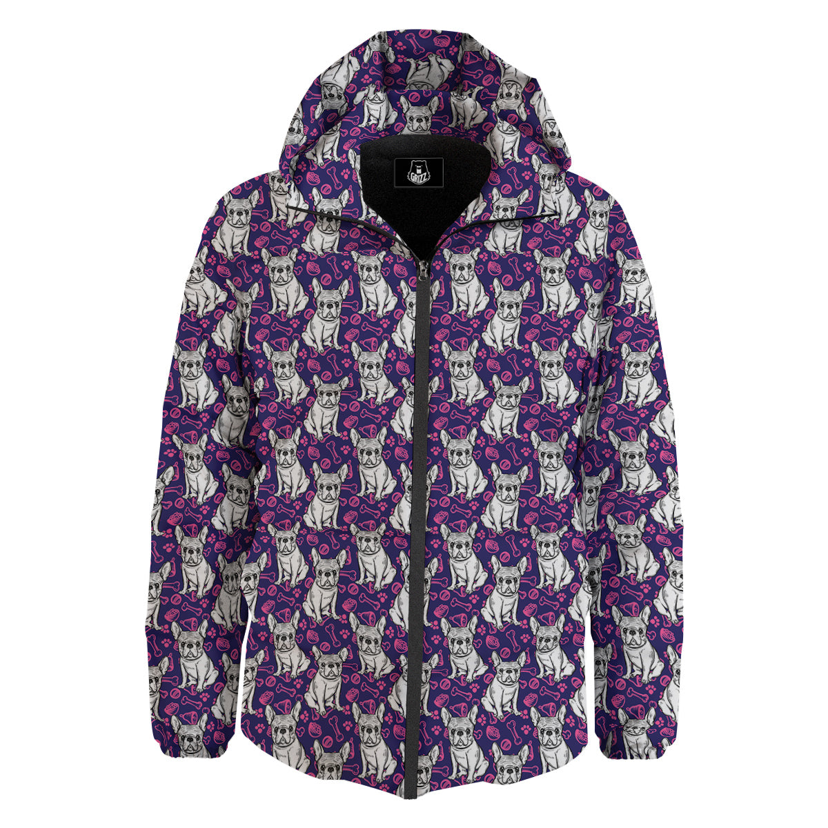 English Bulldog Cute Print Pattern Down Jacket-grizzshop