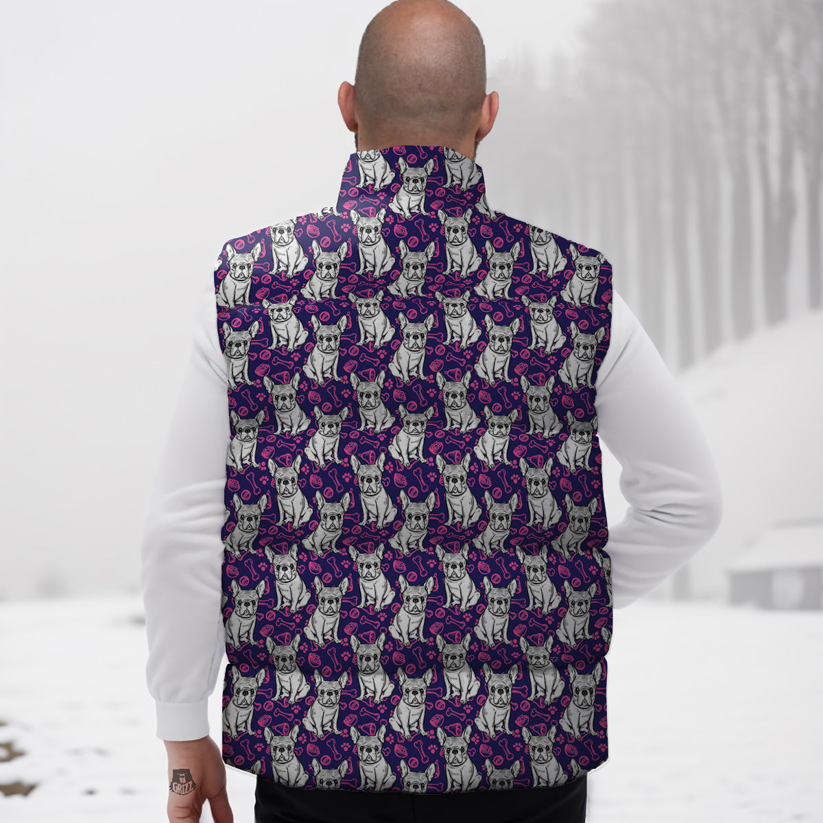 English Bulldog Cute Print Pattern Down Vest