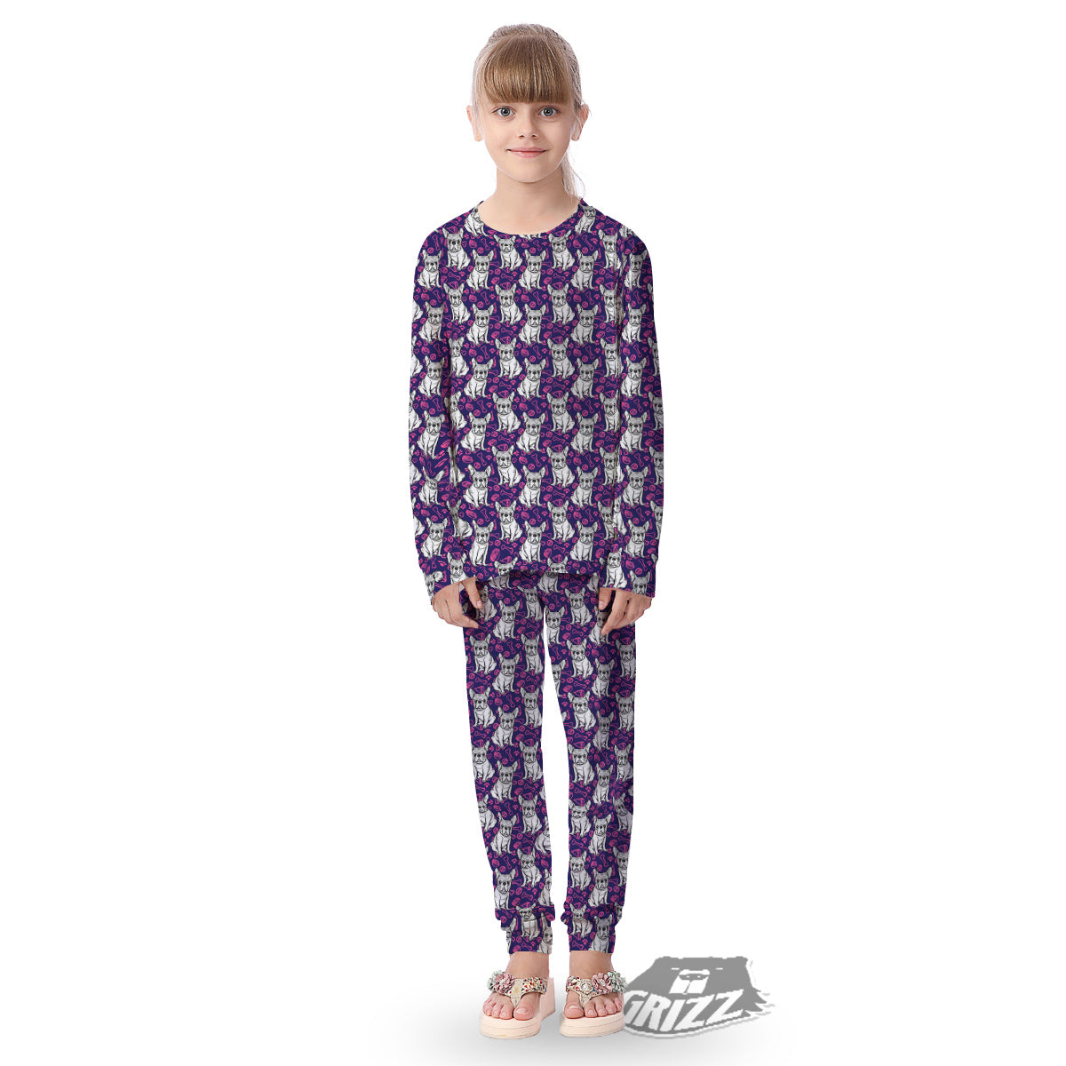 English Bulldog Cute Print Pattern Kid's Pajamas-grizzshop