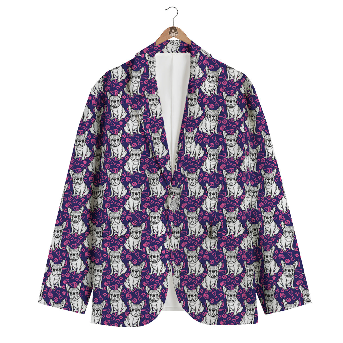 English Bulldog Cute Print Pattern Men's Blazer-grizzshop