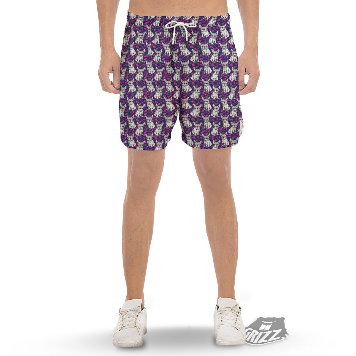 English Bulldog Cute Print Pattern Men's Gym Shorts-grizzshop
