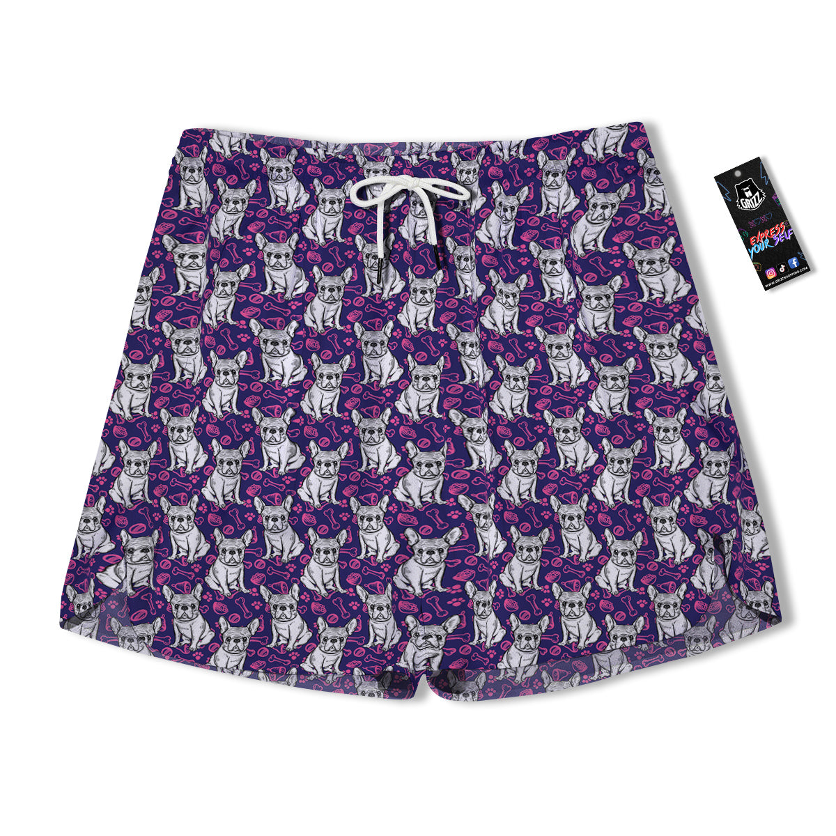English Bulldog Cute Print Pattern Men's Running Shorts-grizzshop