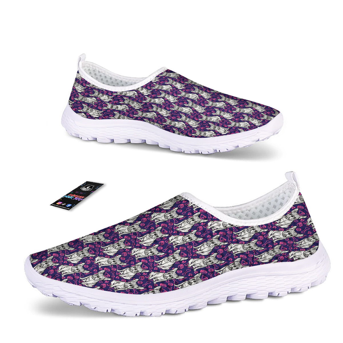 English Bulldog Cute Print Pattern Nurse Shoes-grizzshop