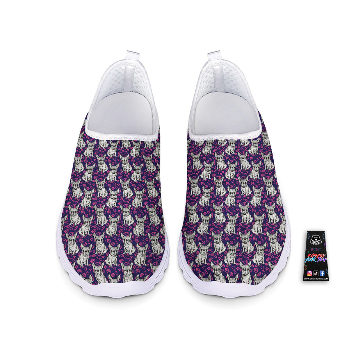 English Bulldog Cute Print Pattern Nurse Shoes-grizzshop