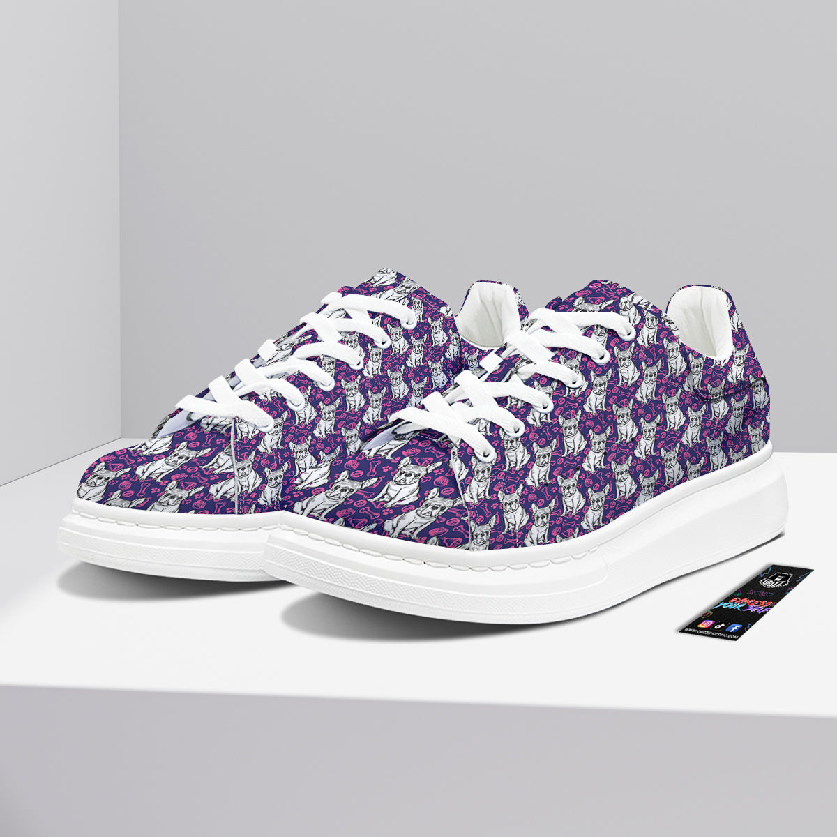 English Bulldog Cute Print Pattern Platform Shoes-grizzshop
