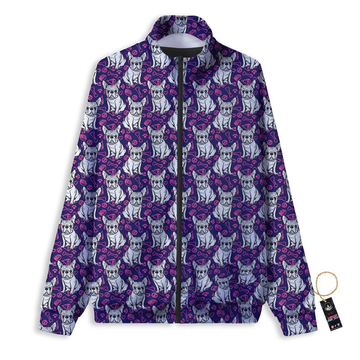 English Bulldog Cute Print Pattern Track Jacket-grizzshop