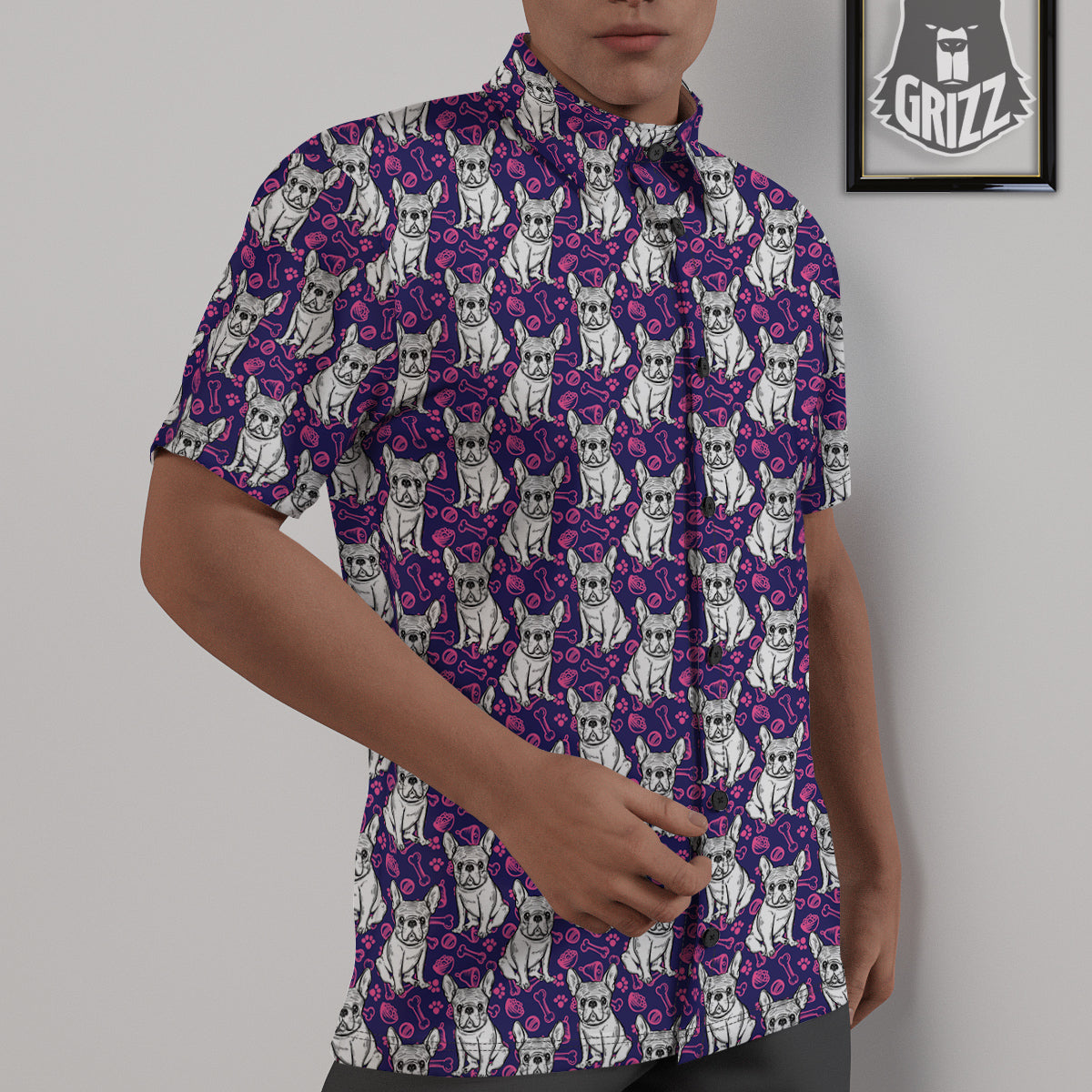 English Bulldog Cute Print Pattern Untucked Shirts-grizzshop