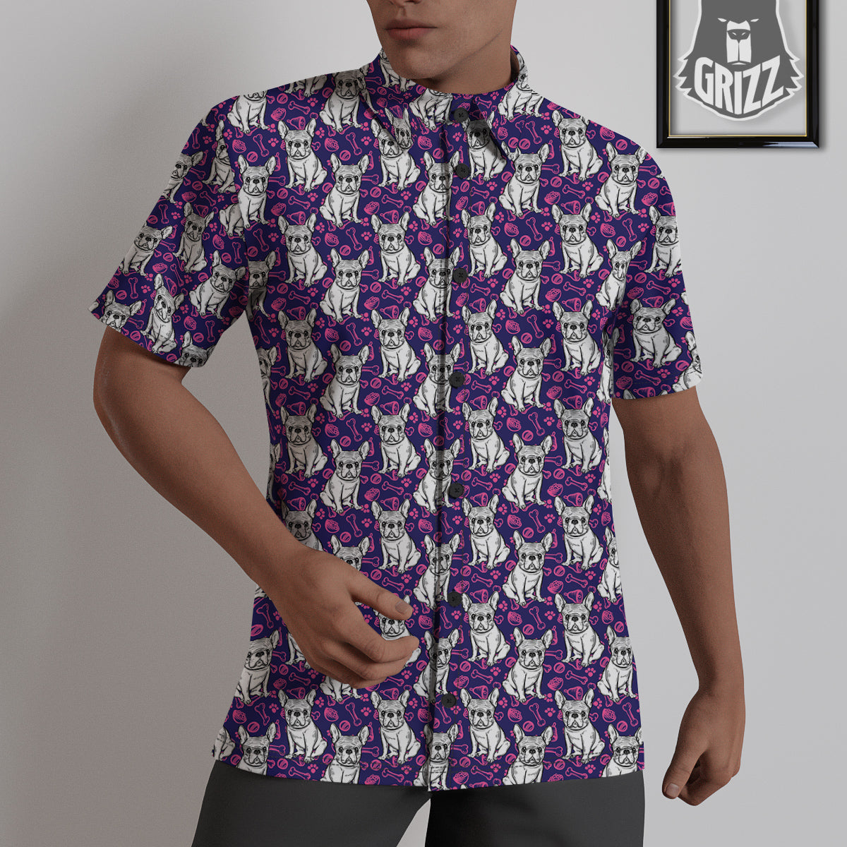 English Bulldog Cute Print Pattern Untucked Shirts-grizzshop