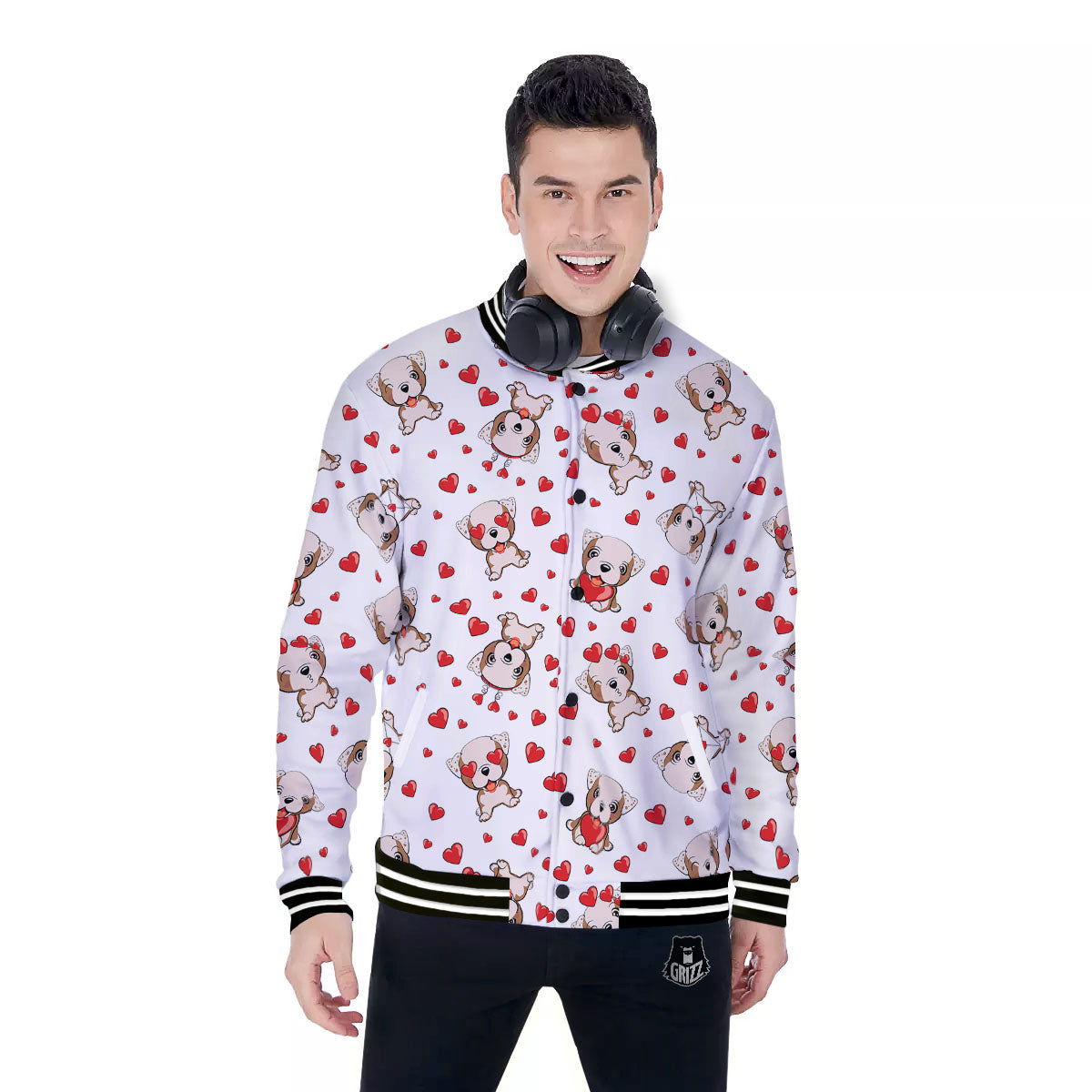 English Bulldog Lovely Print Pattern Baseball Jacket-grizzshop