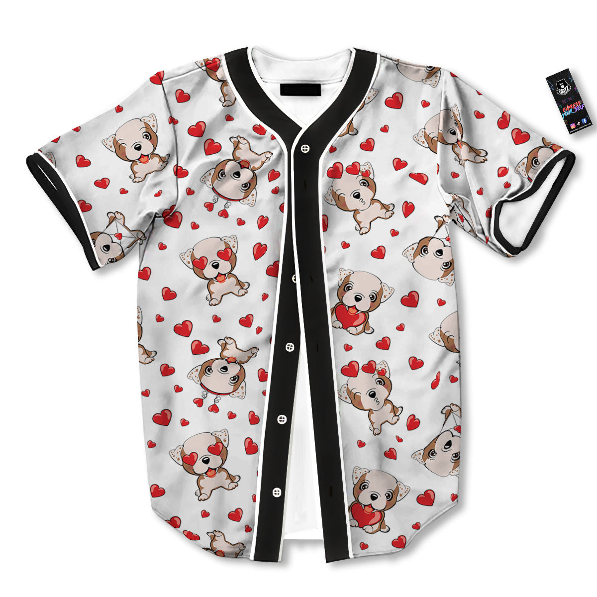 English Bulldog Lovely Print Pattern Baseball Jersey-grizzshop