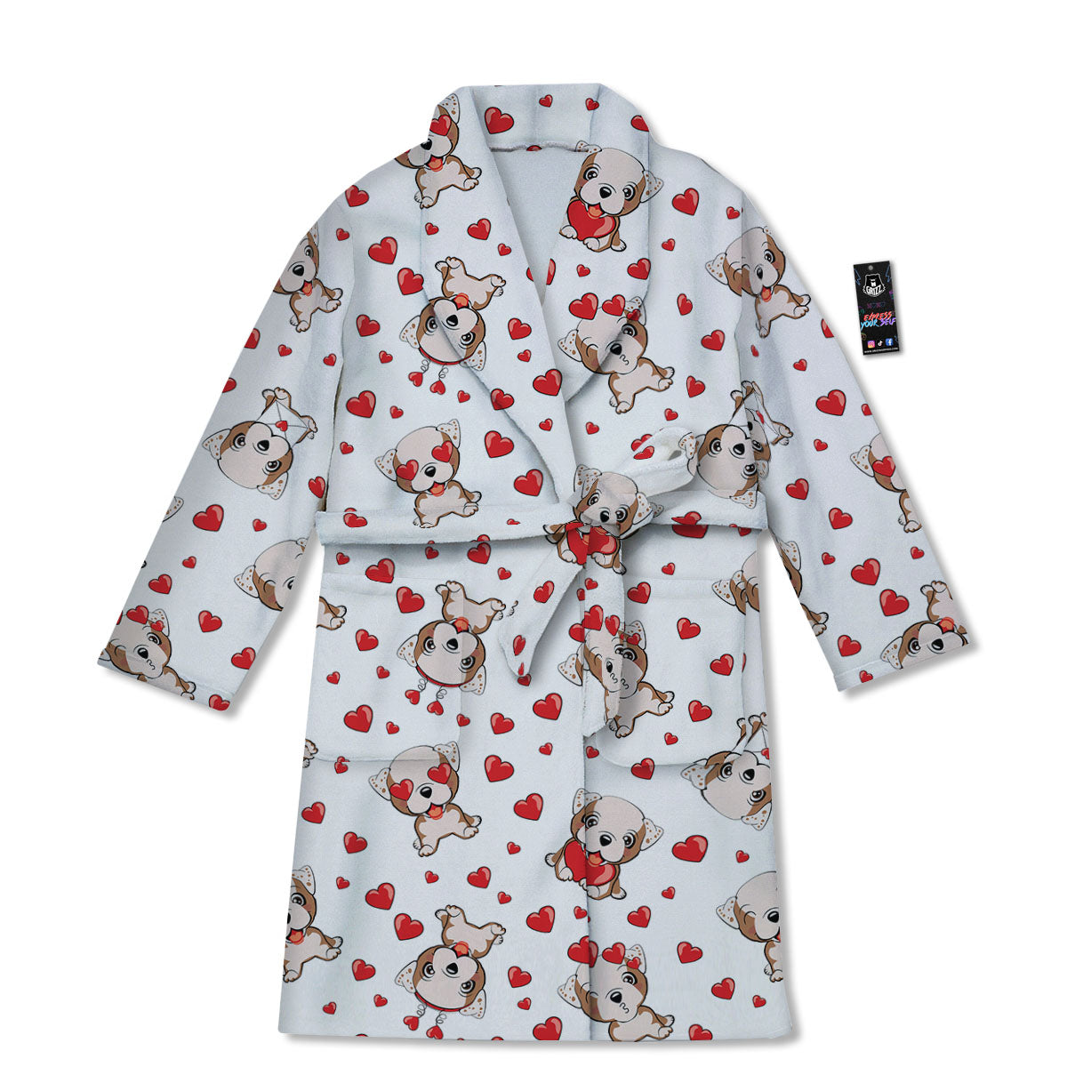 English Bulldog Lovely Print Pattern Bathrobe-grizzshop
