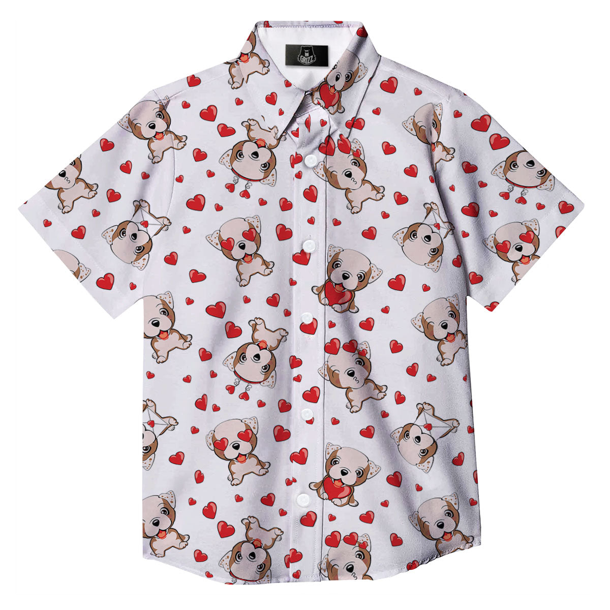 English Bulldog Lovely Print Pattern Button Up Shirt-grizzshop