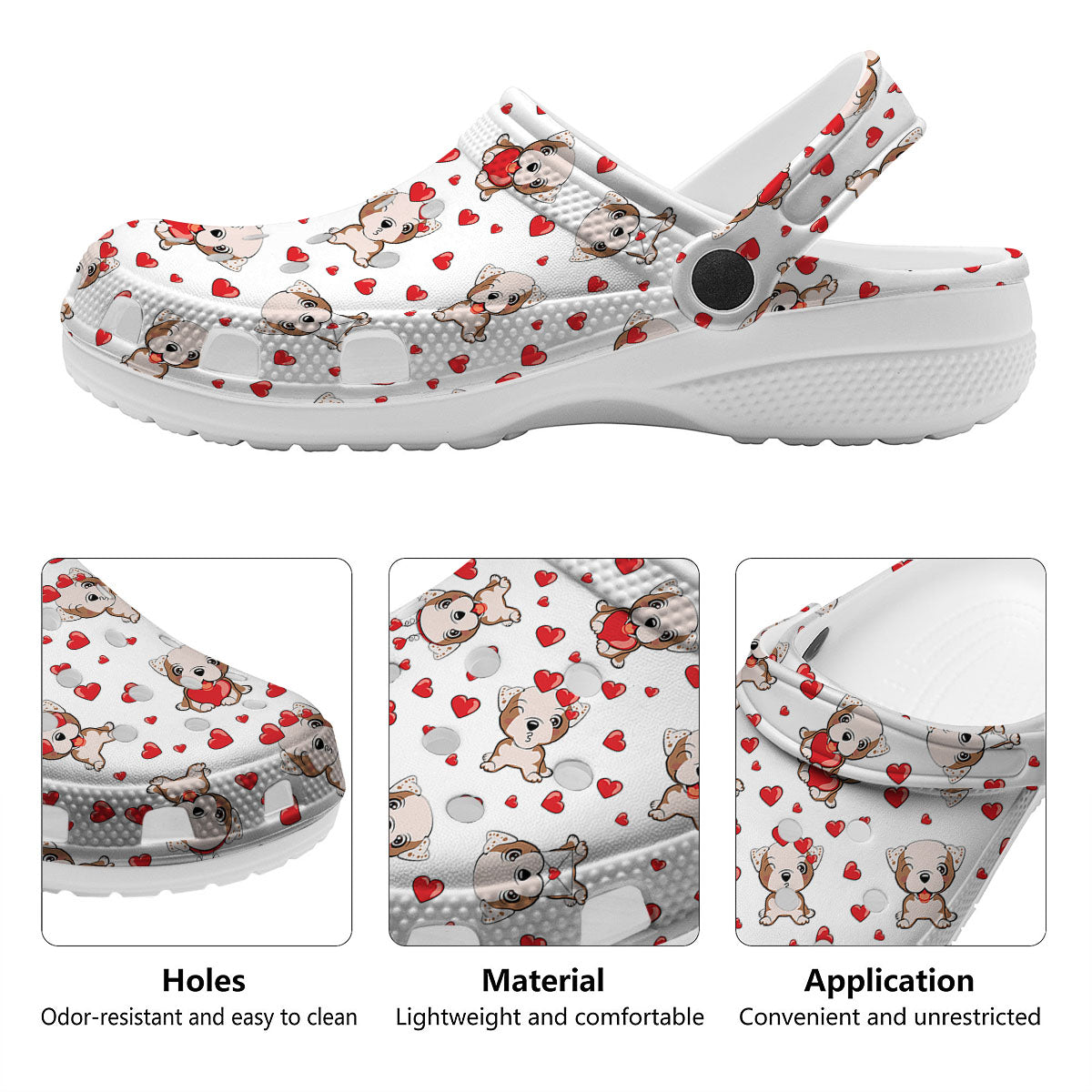 English Bulldog Lovely Print Pattern Clog-grizzshop