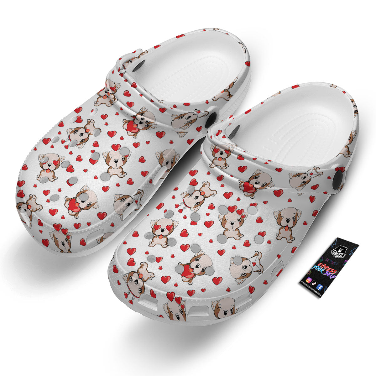 English Bulldog Lovely Print Pattern Clog-grizzshop