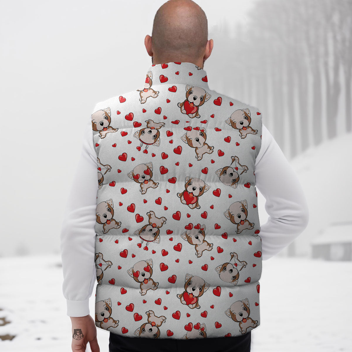 English Bulldog Lovely Print Pattern Down Vest
