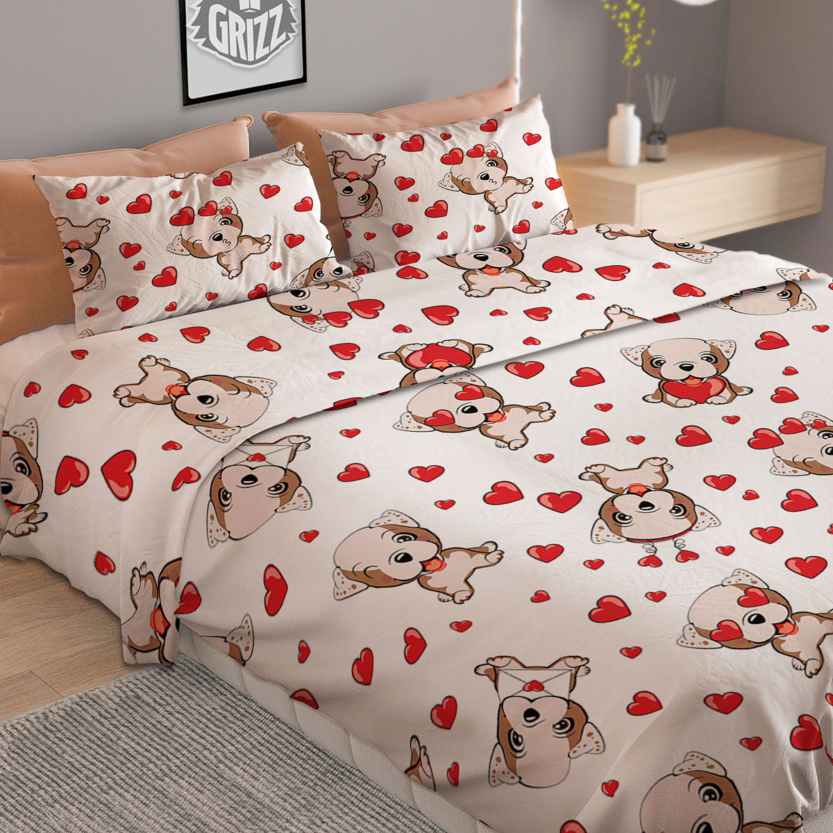 English Bulldog Lovely Print Pattern Duvet Cover Bedding Set
