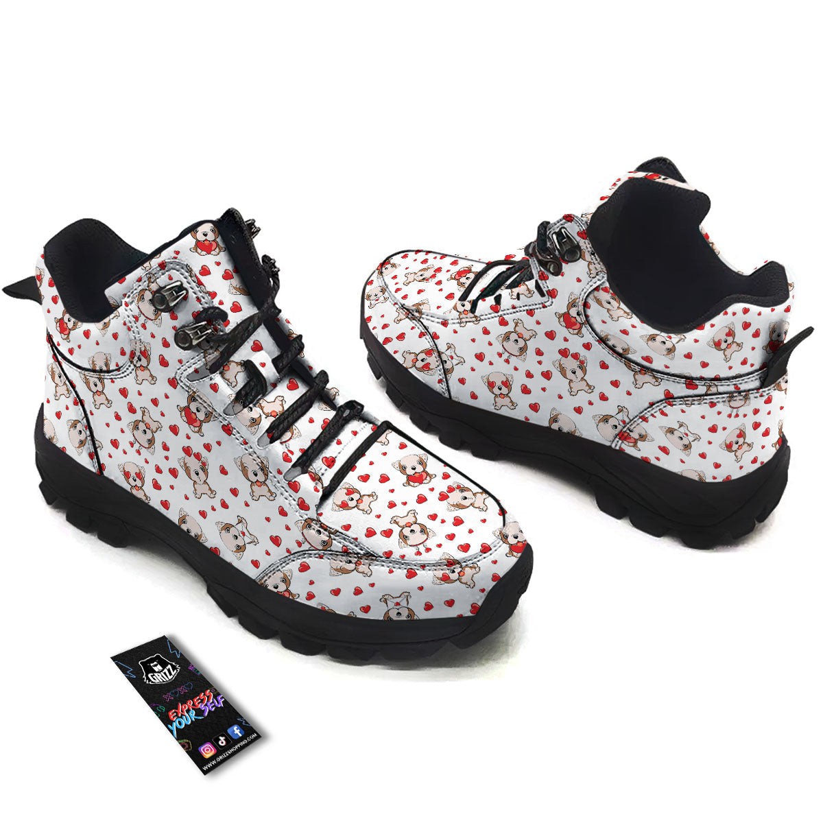 English Bulldog Lovely Print Pattern Hiking Shoes-grizzshop