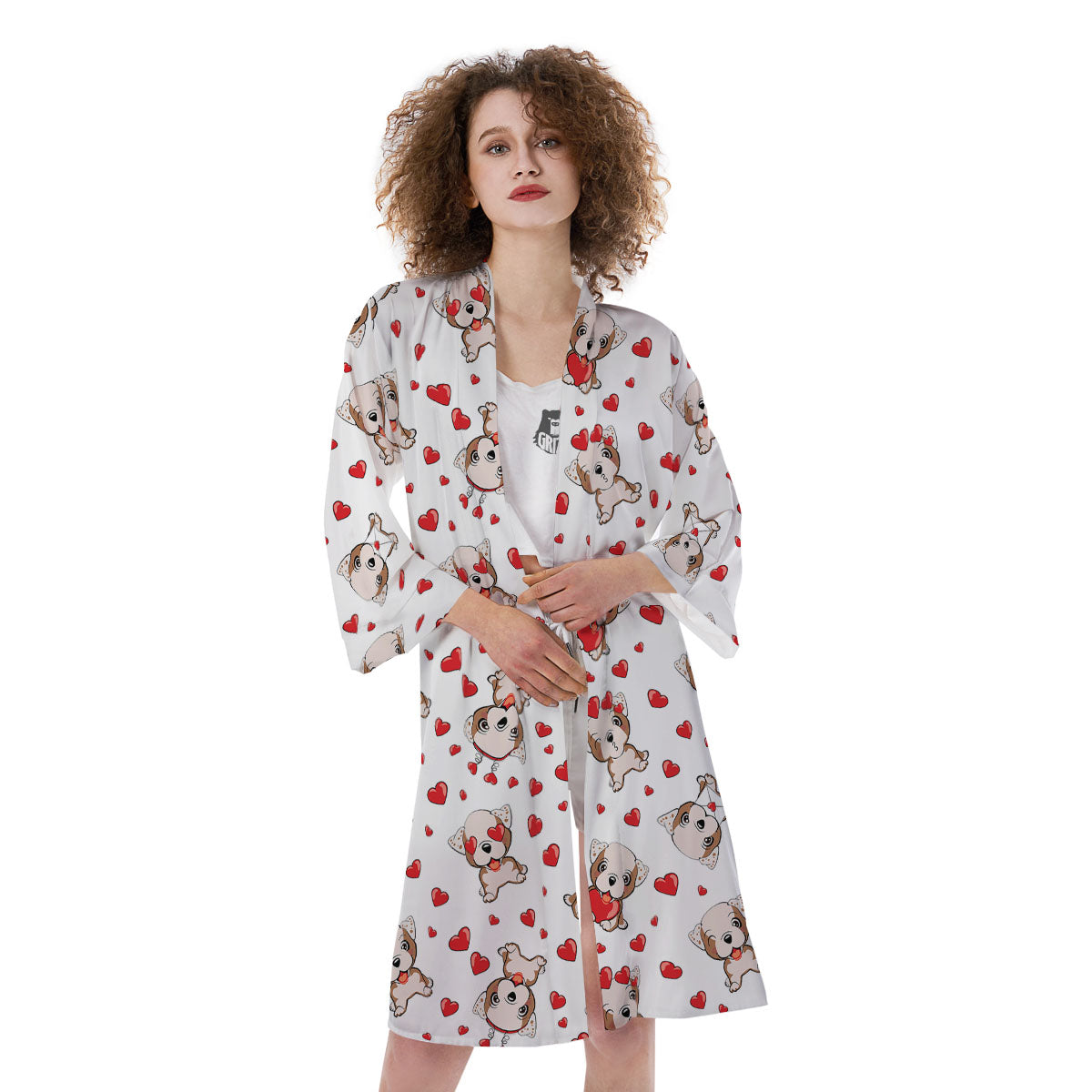 English Bulldog Lovely Print Pattern Kimono-grizzshop
