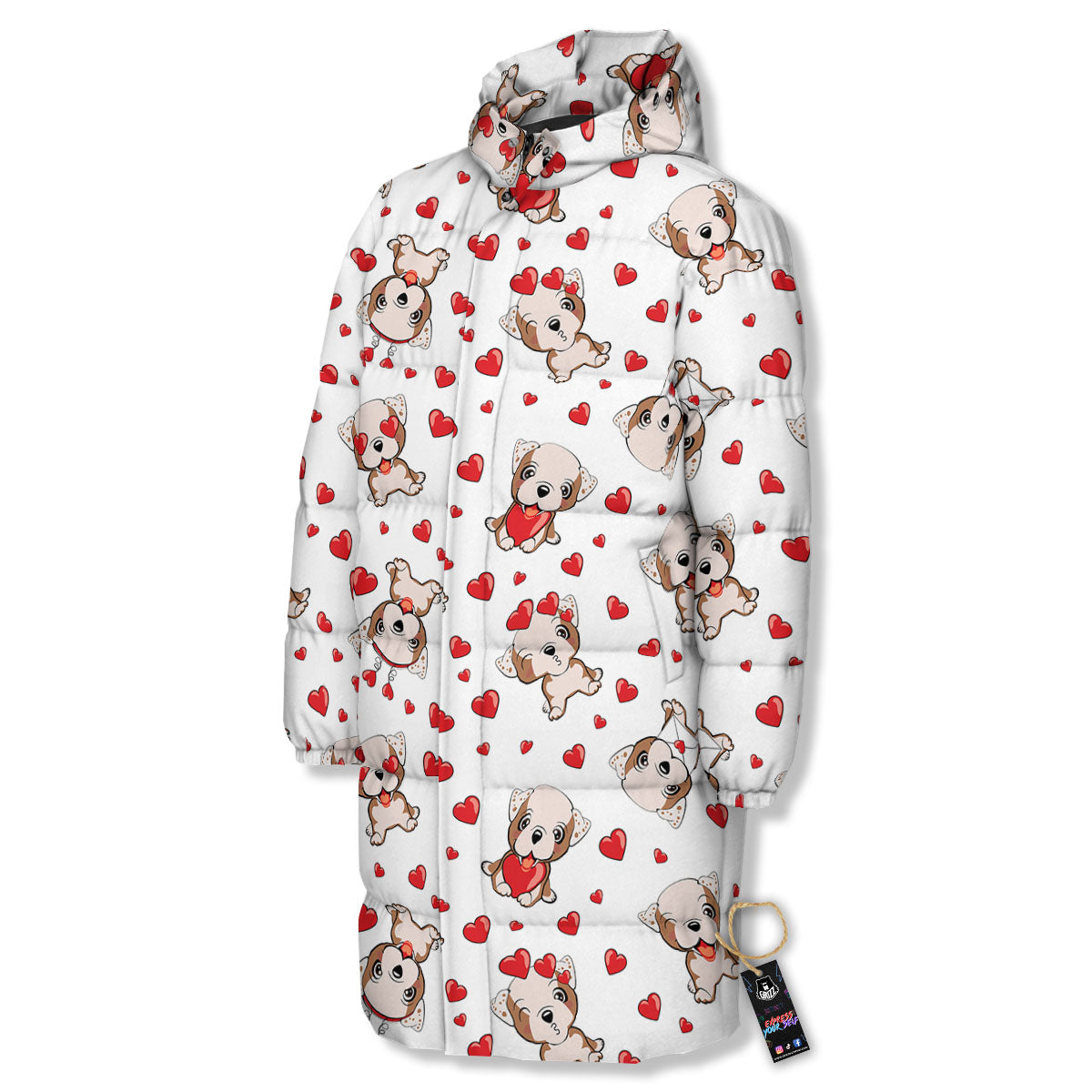 English Bulldog Lovely Print Pattern Long Down Jacket-grizzshop
