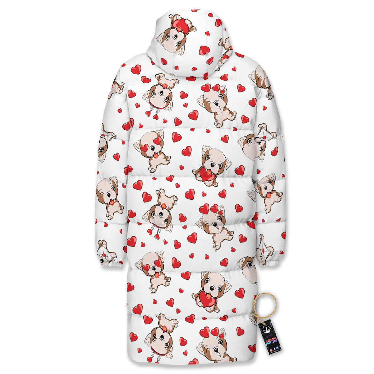 English Bulldog Lovely Print Pattern Long Down Jacket-grizzshop