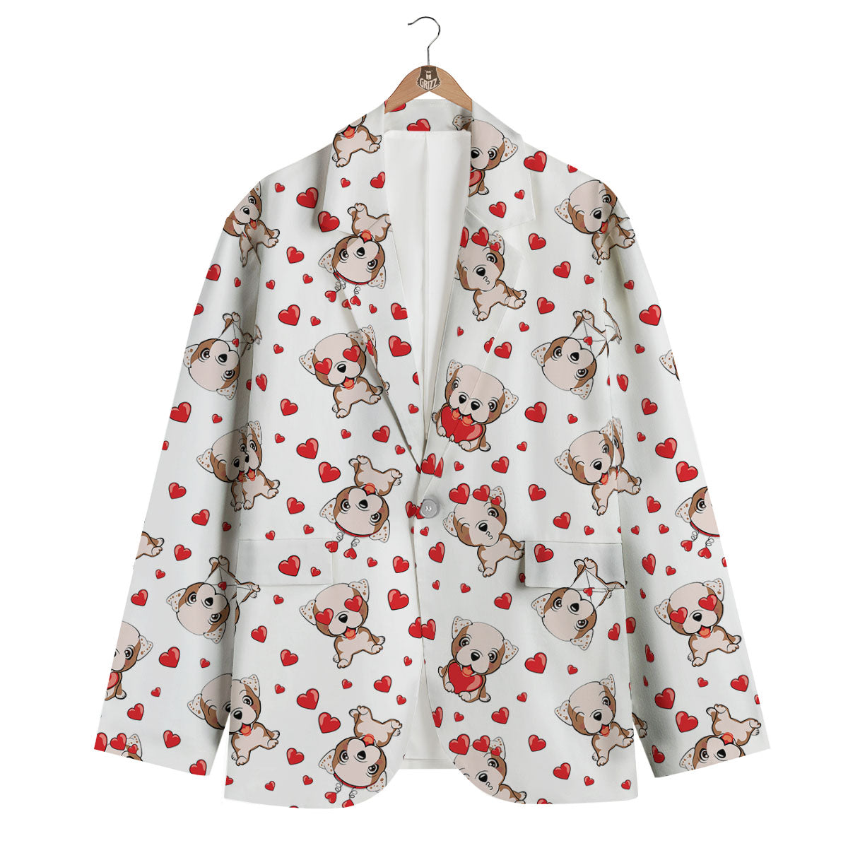 English Bulldog Lovely Print Pattern Men's Blazer-grizzshop