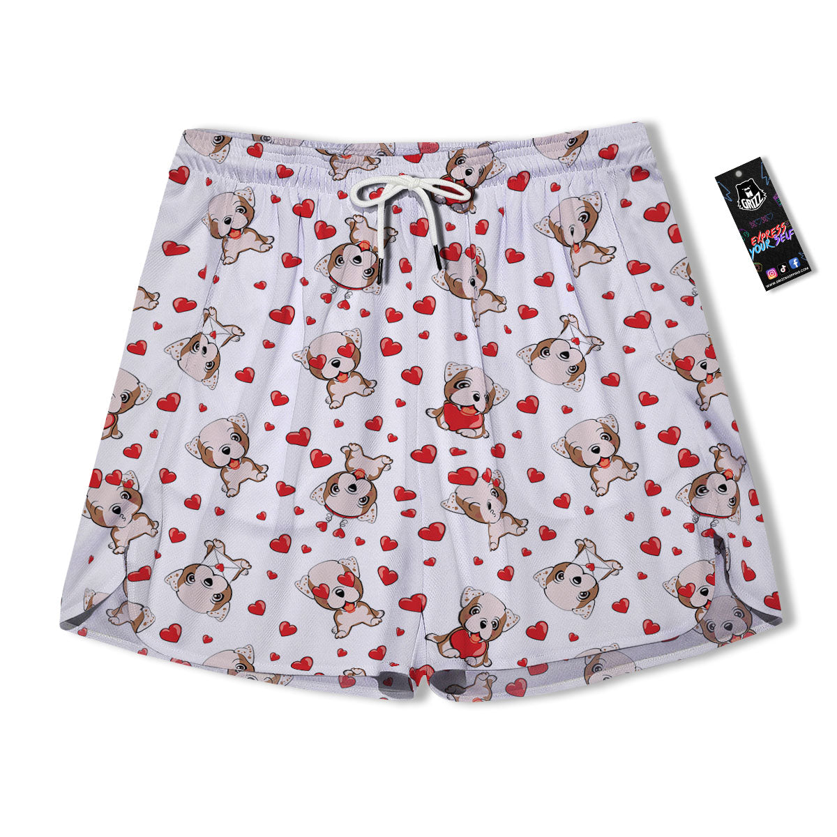 English Bulldog Lovely Print Pattern Men's Running Shorts-grizzshop