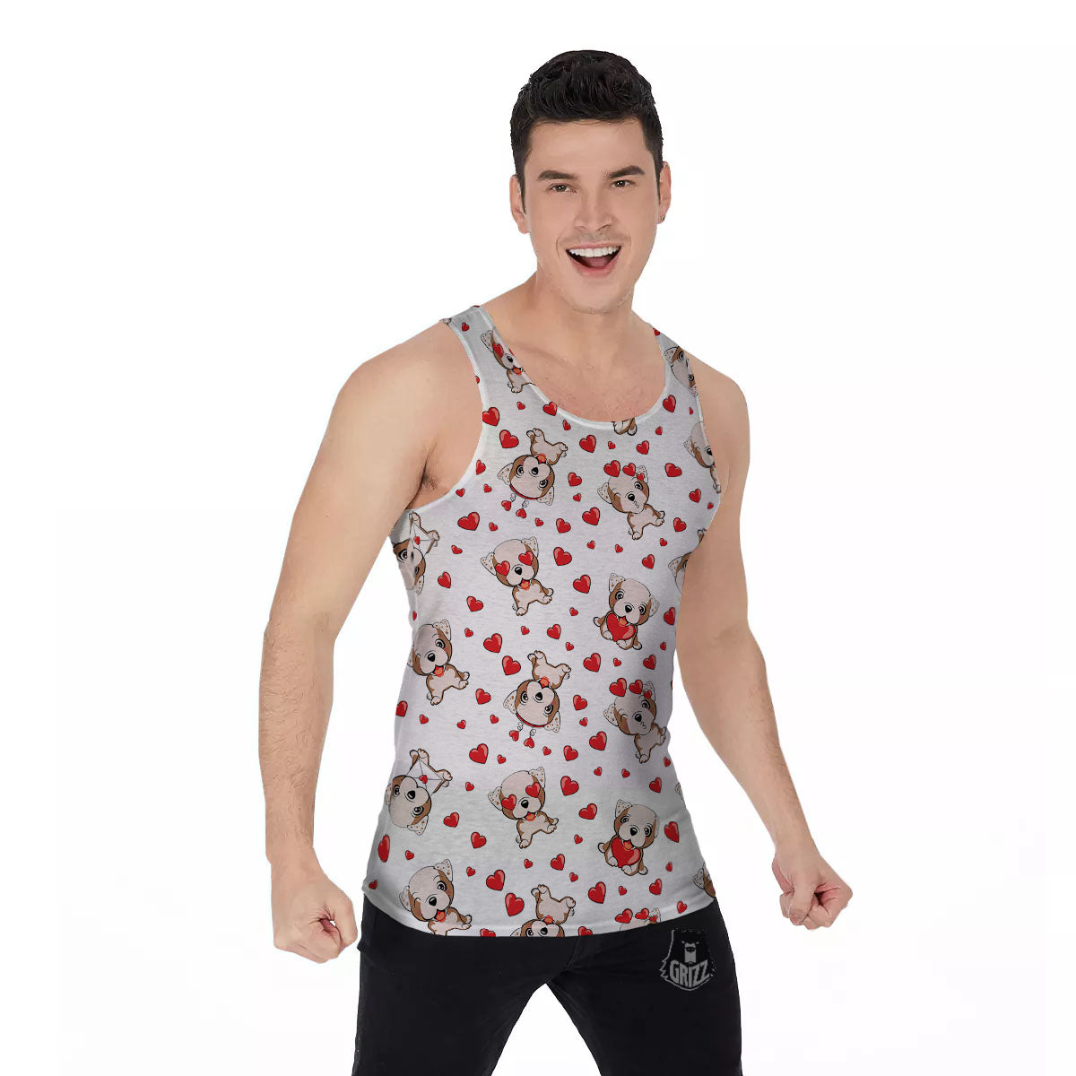 English Bulldog Lovely Print Pattern Men's Tank Top-grizzshop