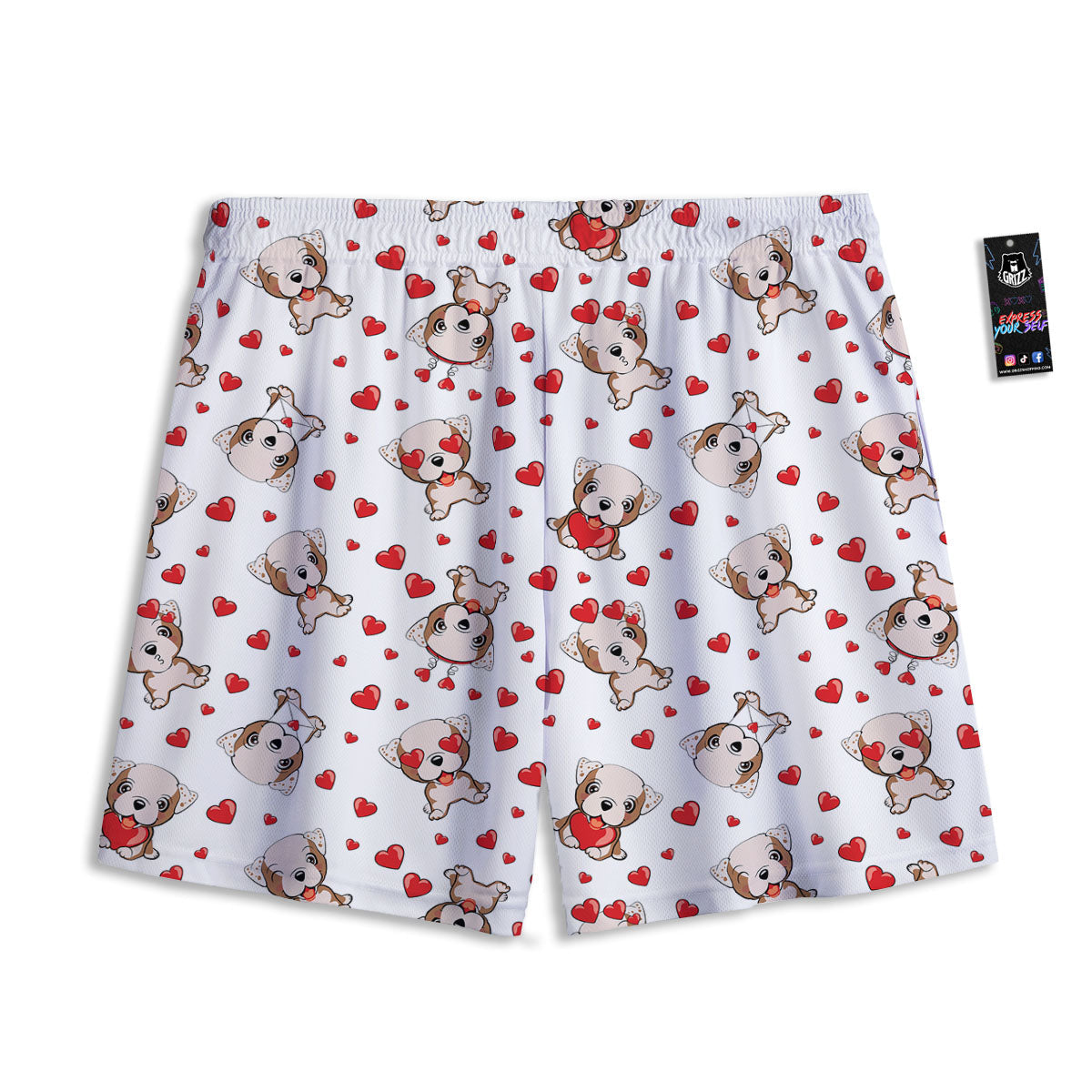 English Bulldog Lovely Print Pattern Mesh Shorts