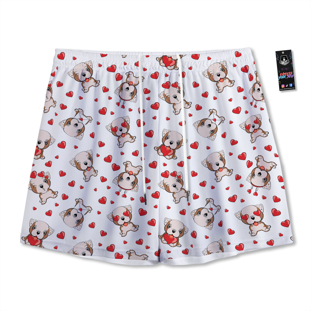 English Bulldog Lovely Print Pattern Mesh Shorts