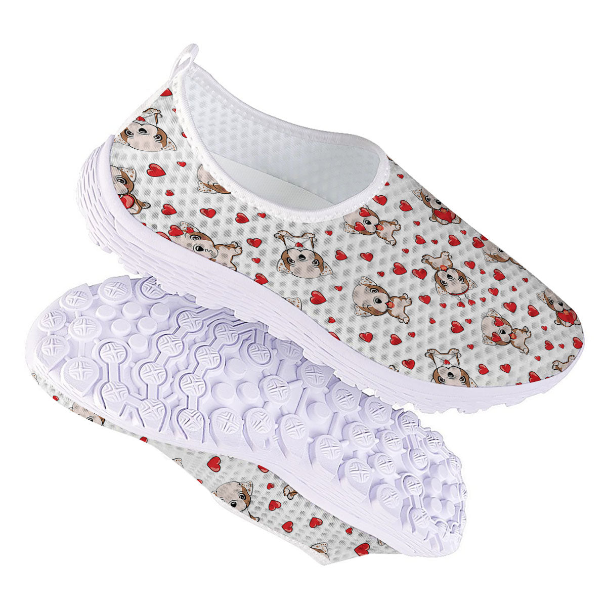 English Bulldog Lovely Print Pattern Nurse Shoes-grizzshop