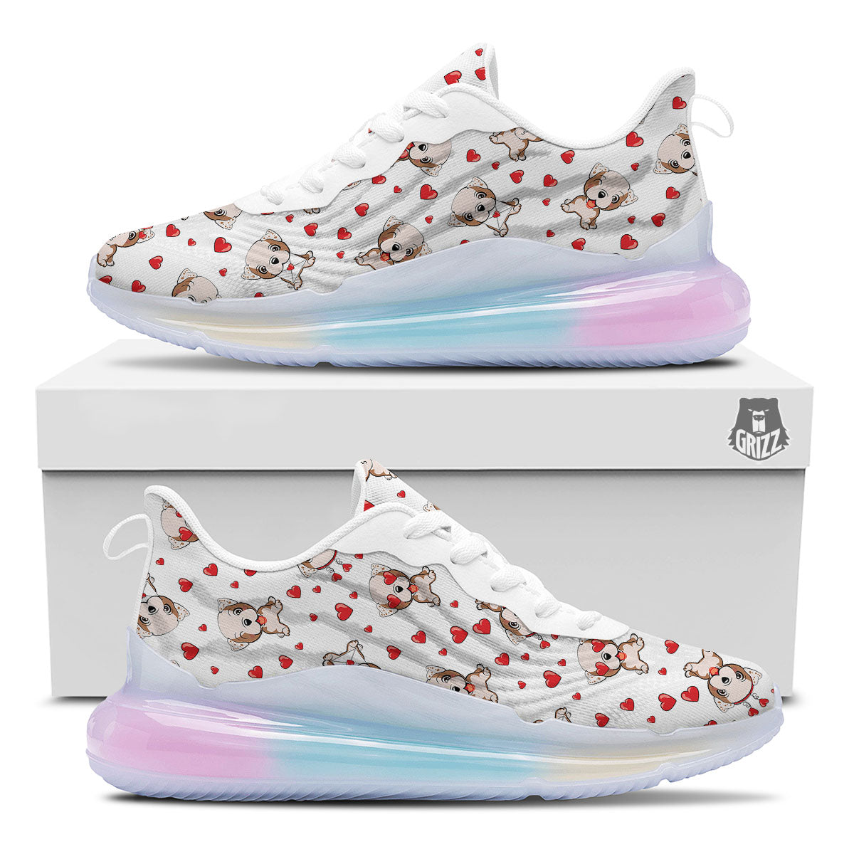 English Bulldog Lovely Print Pattern Running Sneakers-grizzshop
