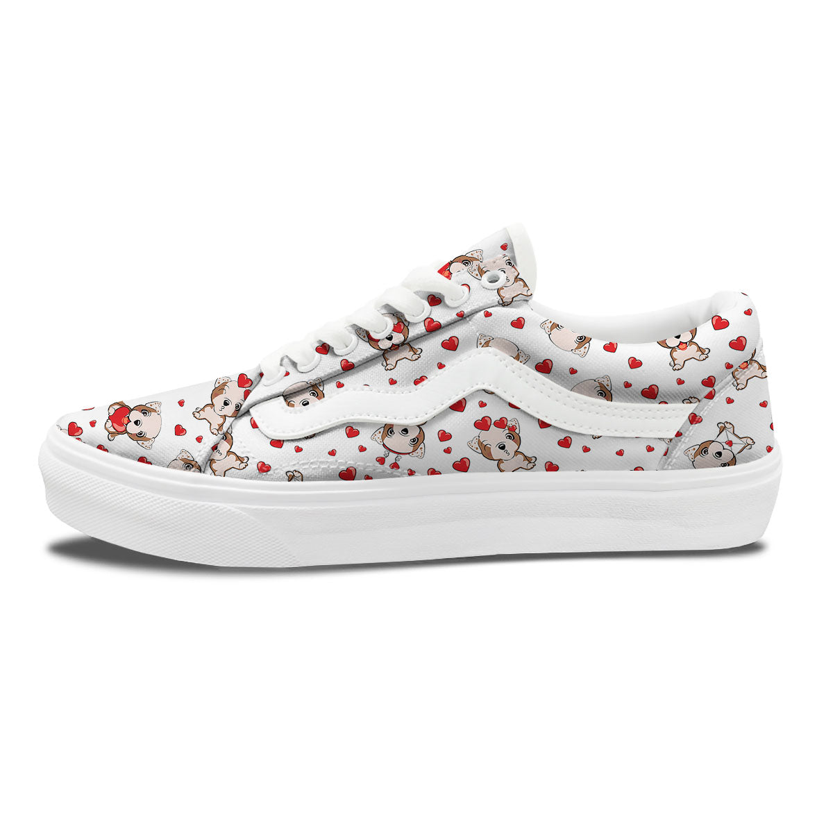 English Bulldog Lovely Print Pattern Skate Shoes-grizzshop