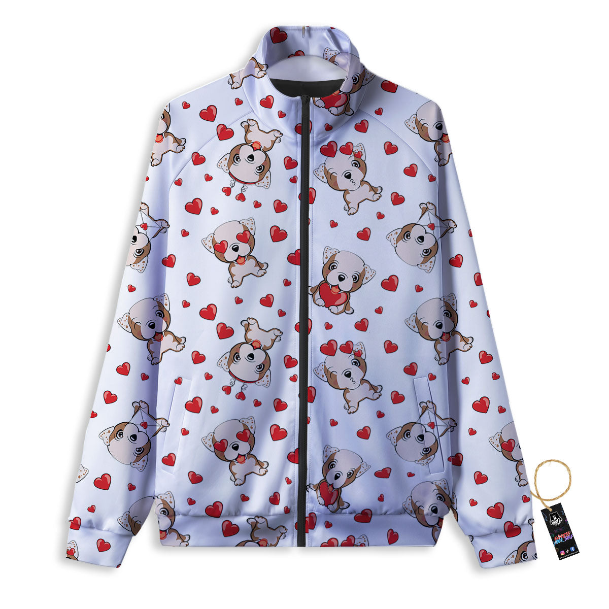 English Bulldog Lovely Print Pattern Track Jacket-grizzshop