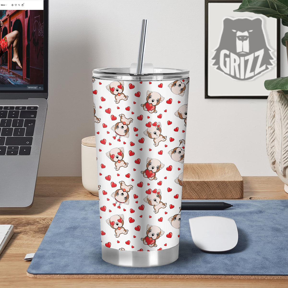 English Bulldog Lovely Print Pattern Tumbler-grizzshop