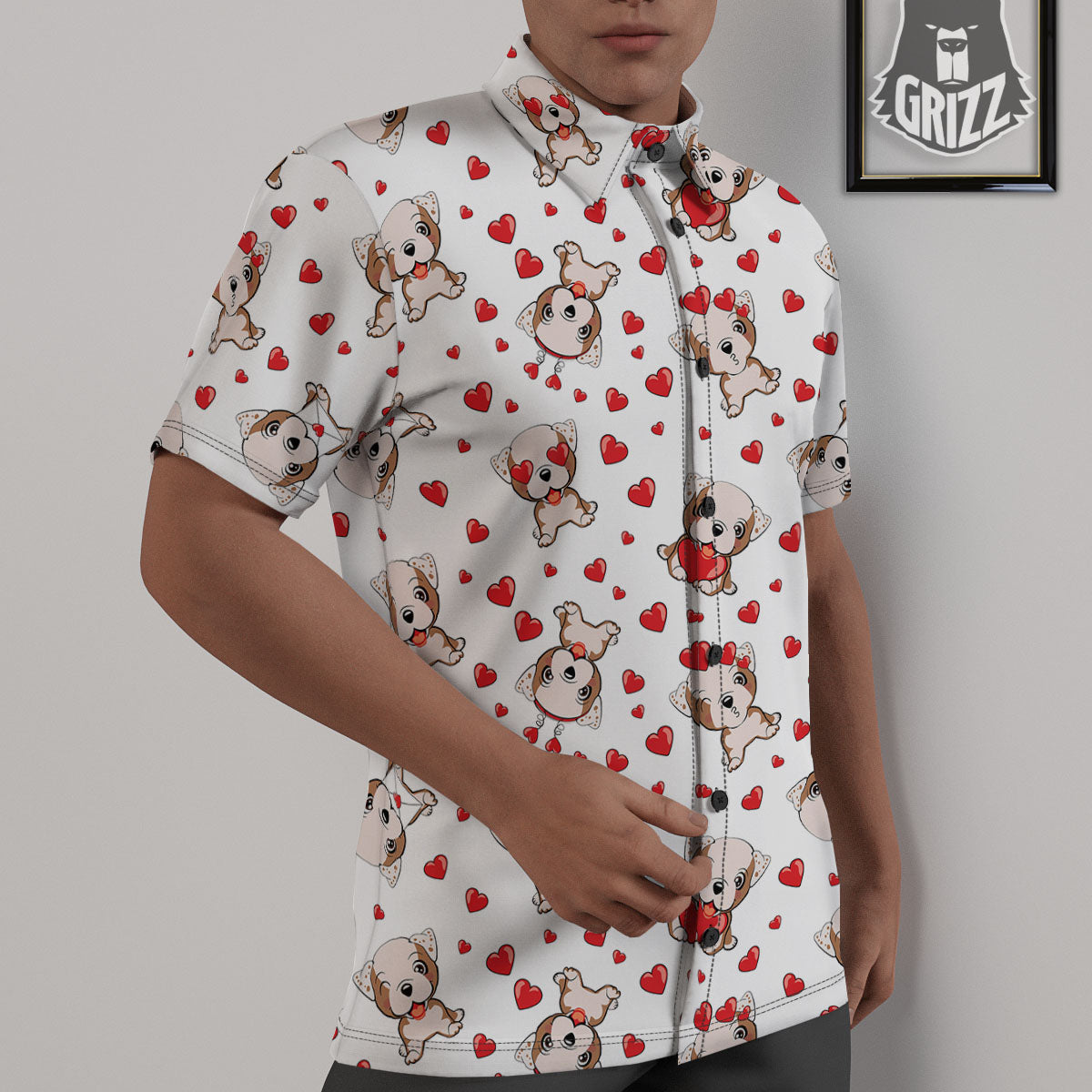 English Bulldog Lovely Print Pattern Untucked Shirts-grizzshop