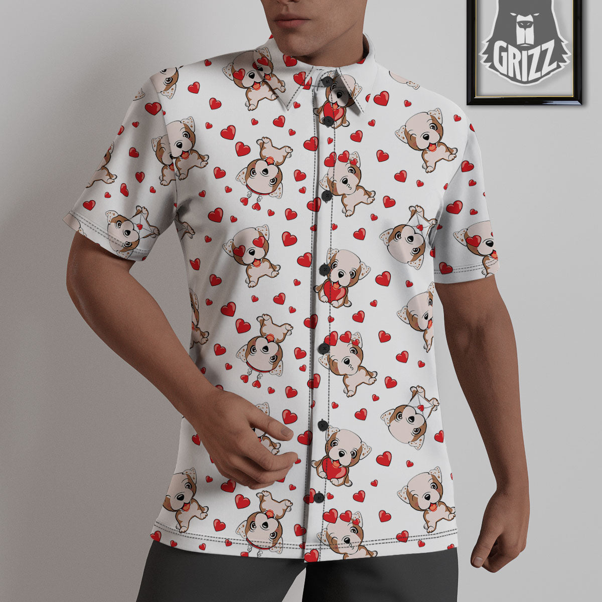 English Bulldog Lovely Print Pattern Untucked Shirts-grizzshop