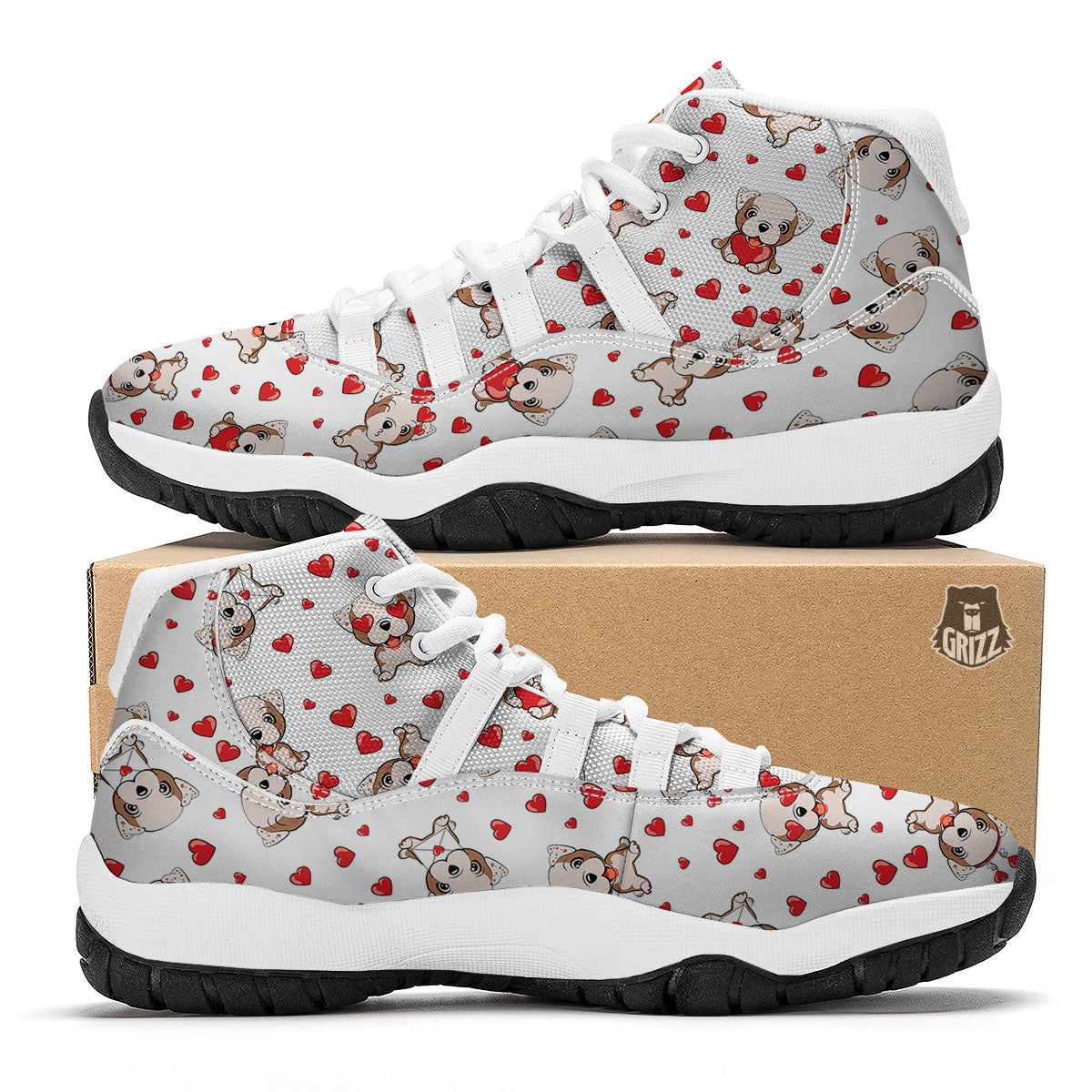 English Bulldog Lovely Print Pattern White Bball Shoes-grizzshop